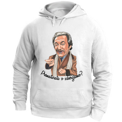 Felpa Unisex con Cappuccio PREMATURATA O SCHERZIAMO?